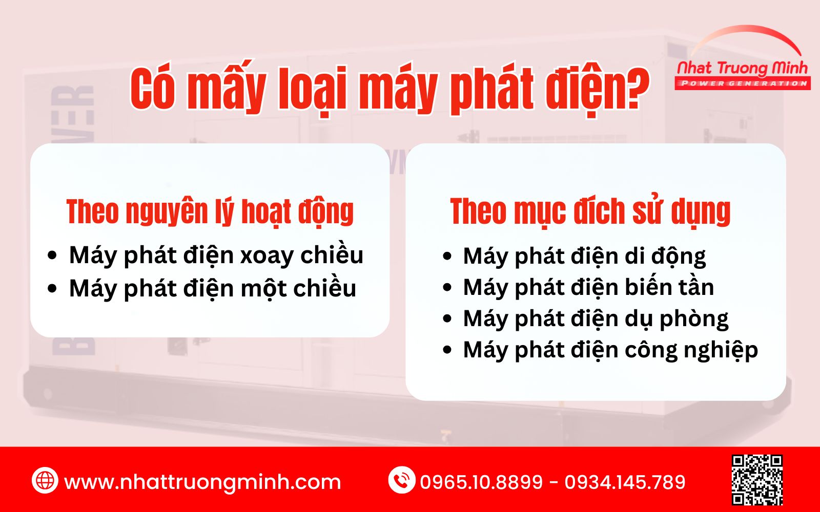 Có mấy loại máy phát điện phổ biến?
