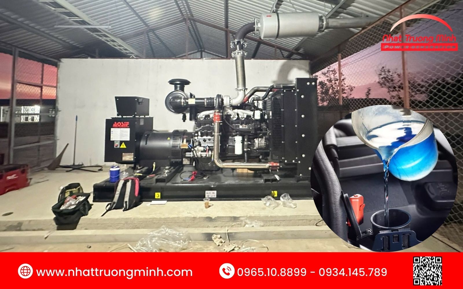 Tỷ lệ trộn nước làm mát máy phát điện 1:20, 50:50, 40:60 hoặc 60:40
