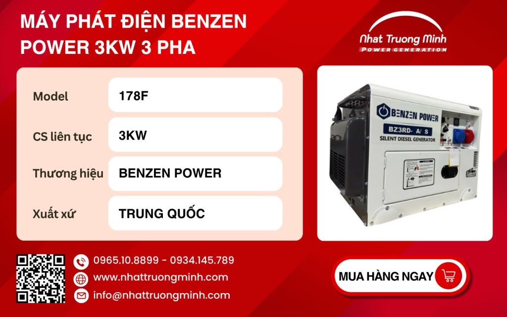 Máy phát điện Benzen Power 3kW 3 pha