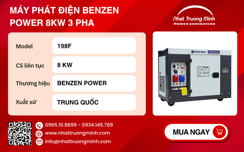 Máy phát điện Benzen Power 8kW 3 pha