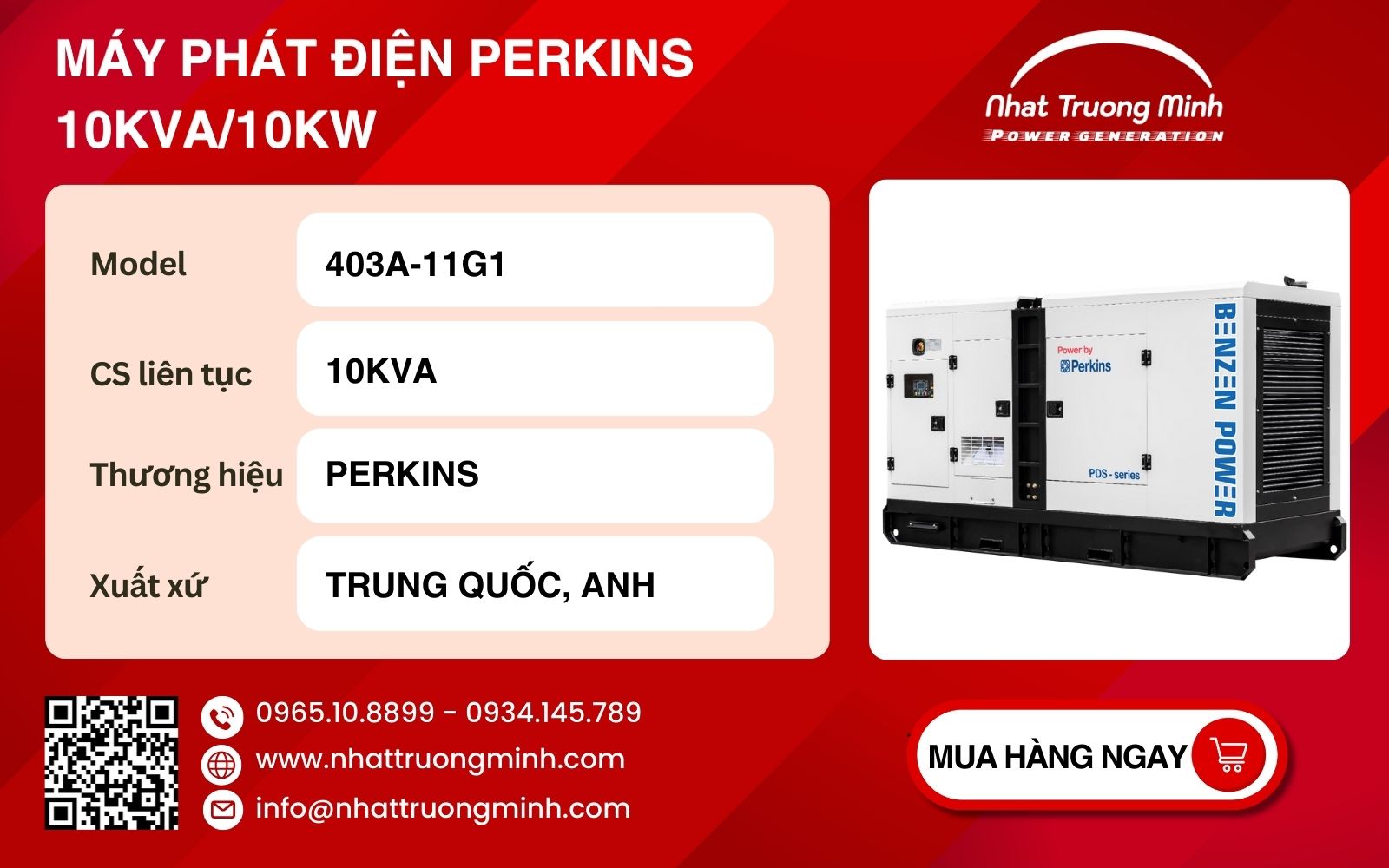 Máy phát điện Perkins 10kVA