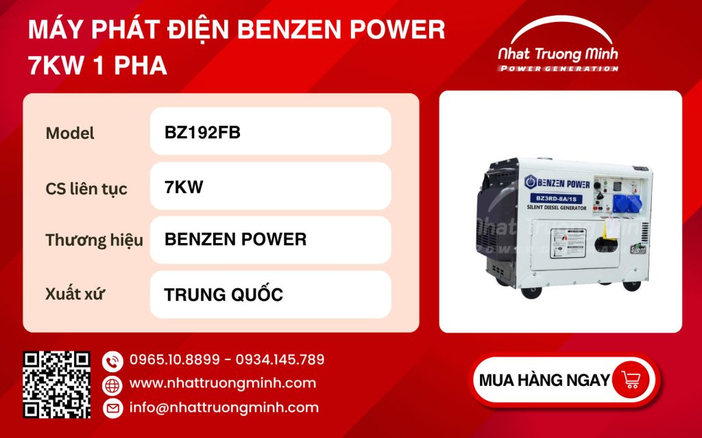 Máy phát điện Benzen Power 7kW 