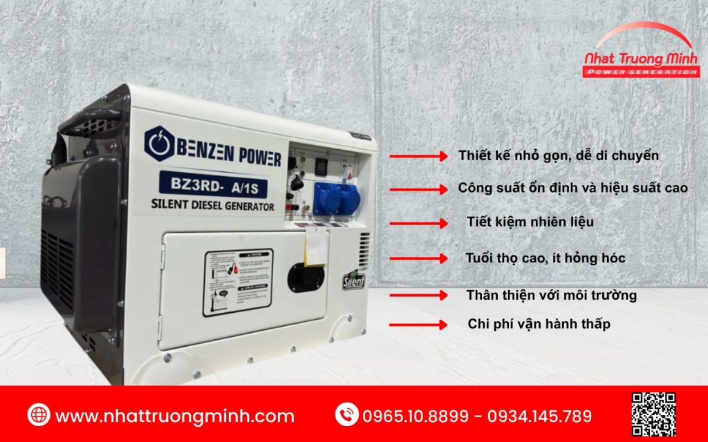 Ưu điểm của máy phát điện gia đình 3kW chạy dầu
