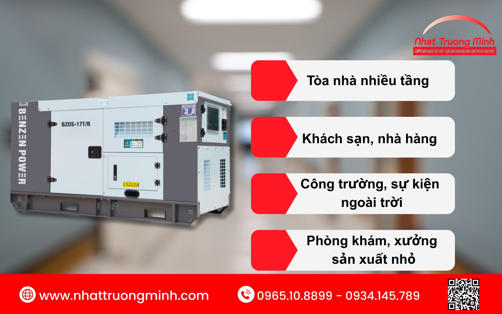 Máy phát điện 3 pha 15kVA phù hợp công trình nào?
