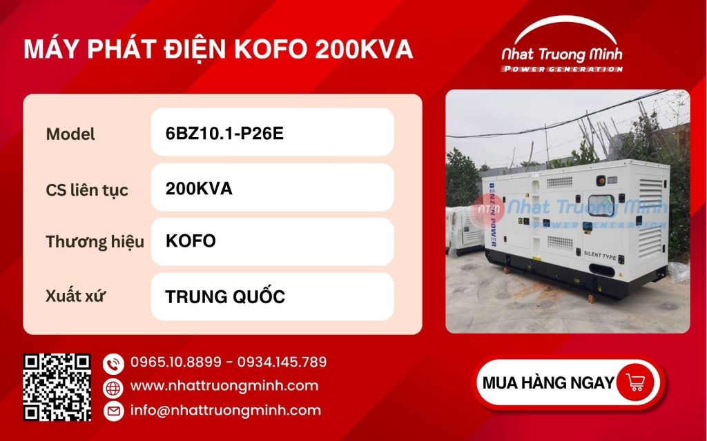 Máy phát điện công nghiệp Kofo 200kva