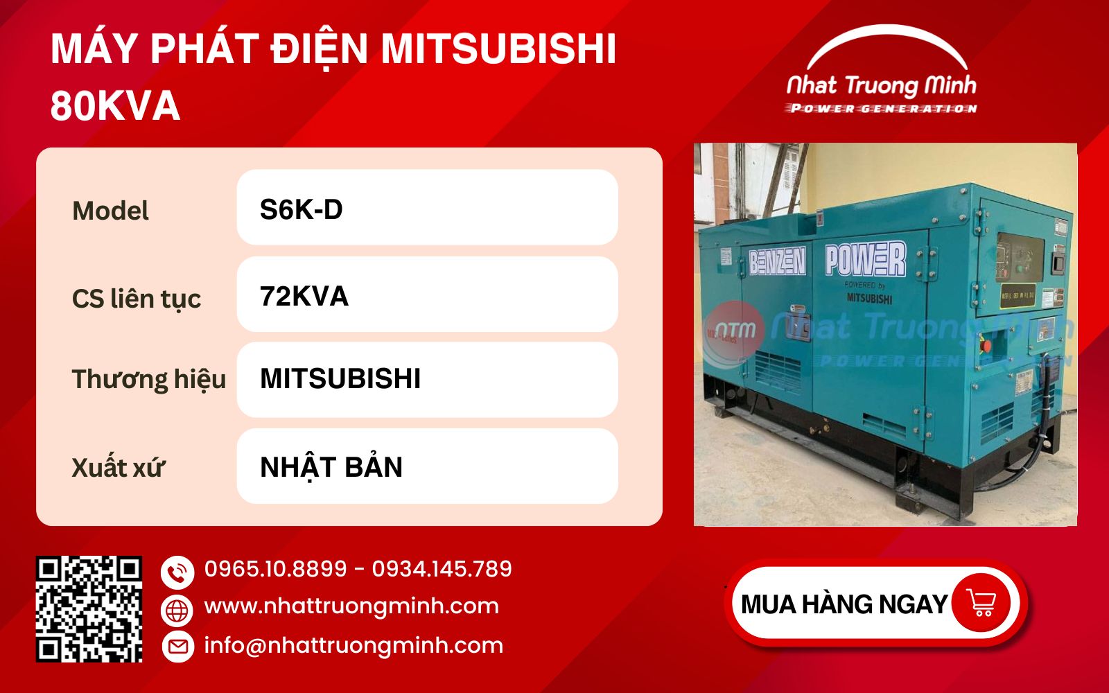 Thông số máy phát điện Mitsubishi 80kVA