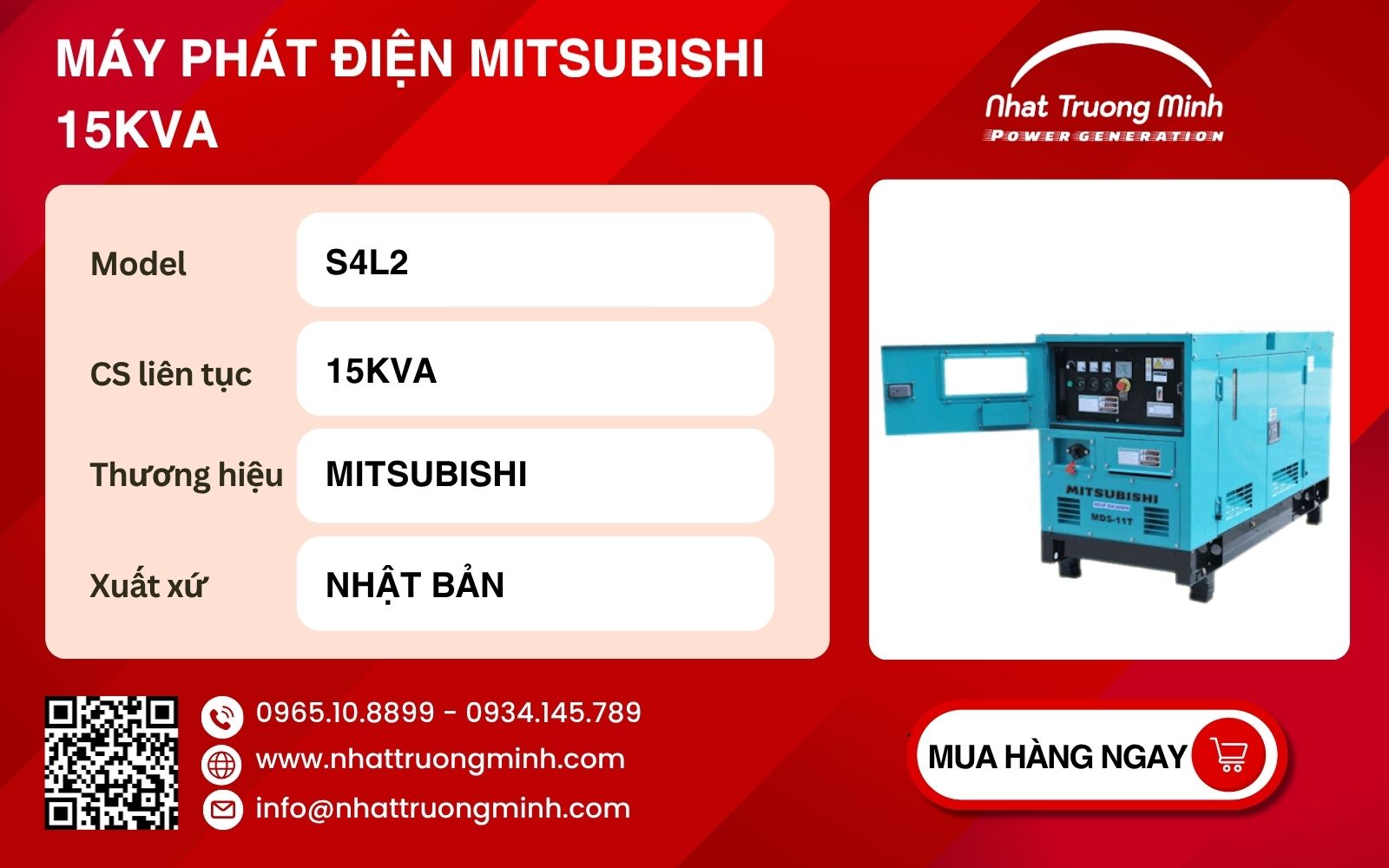 Thông số máy phát điện Mitsubishi 15kVA