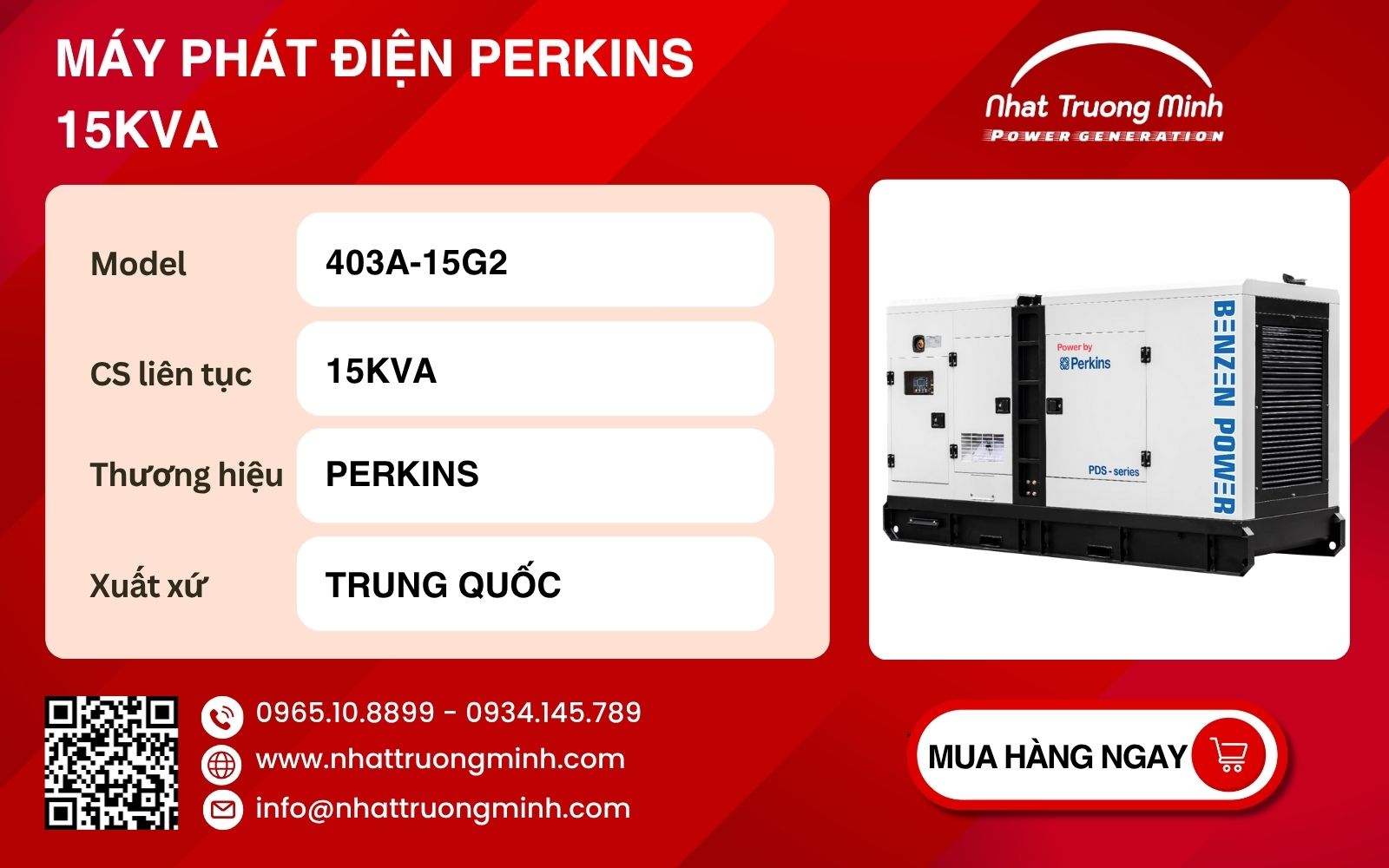Thông số máy phát điện Perkins 15kVA