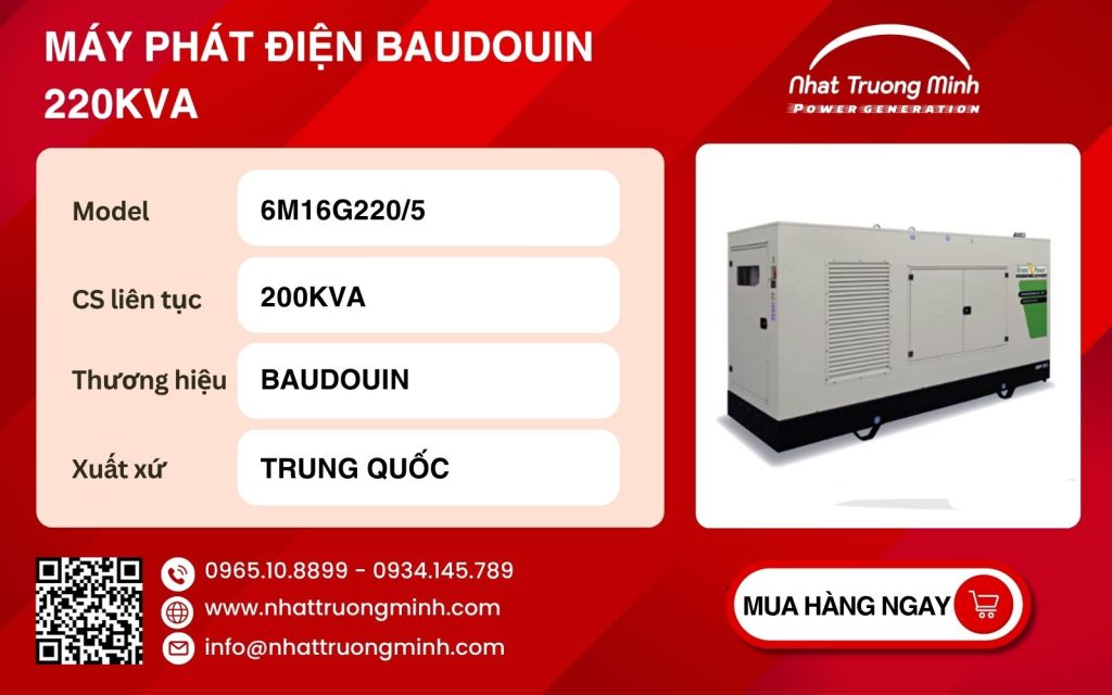 Máy phát điện Baudouin 200kVA GP220/B