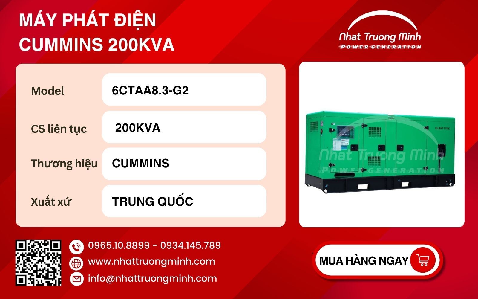 Thông tin Máy phát điện Cummins 200kVA