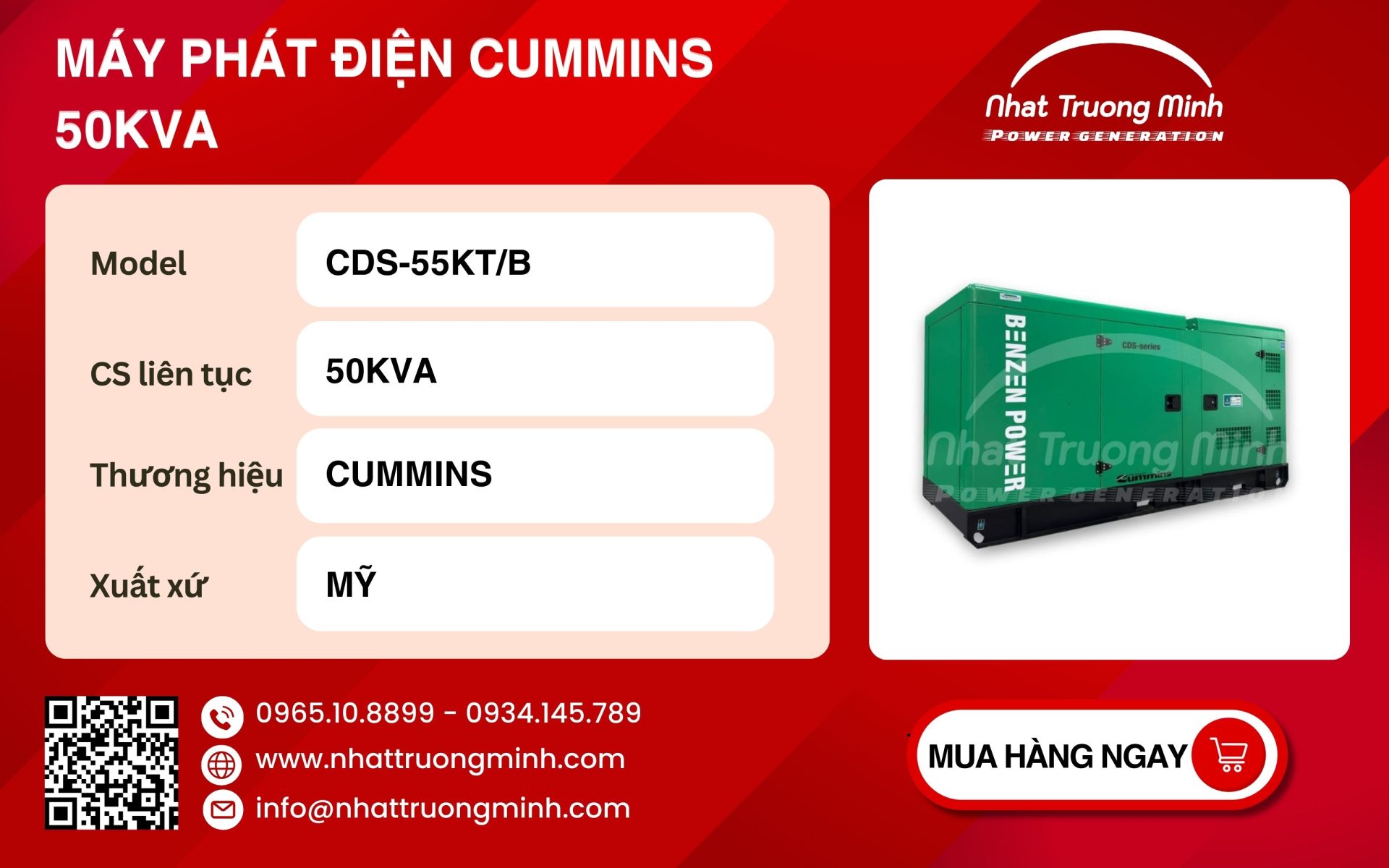 Thông tin Máy phát điện Cummins 50kVA