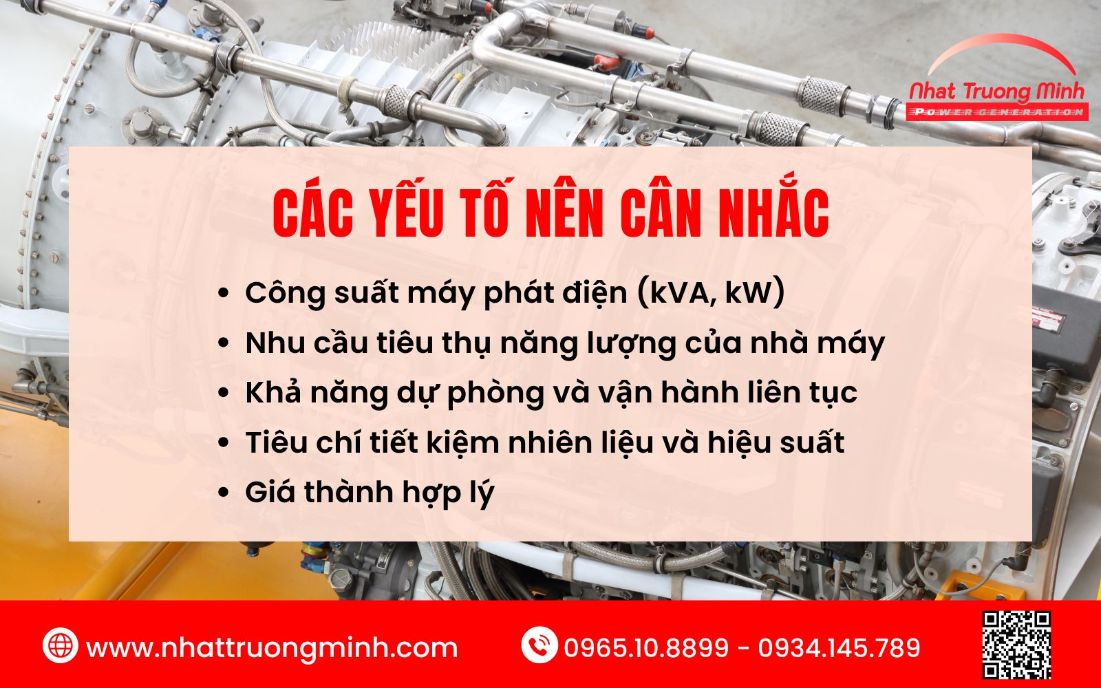 Tiêu chí khi chọn máy phát điện nhà máy sản xuất