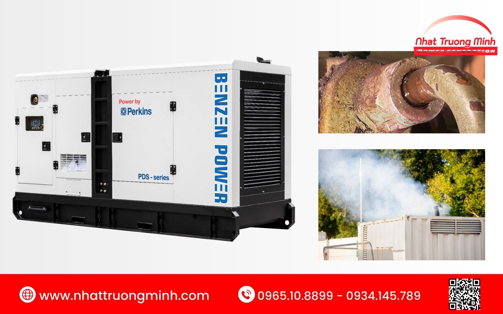 Dấu hiện nhận biết máy phát điện bị ngấm nước là xuất hiện vết rò rỉ, bốc khói đen/trắng, tiếng ồn bất thường...