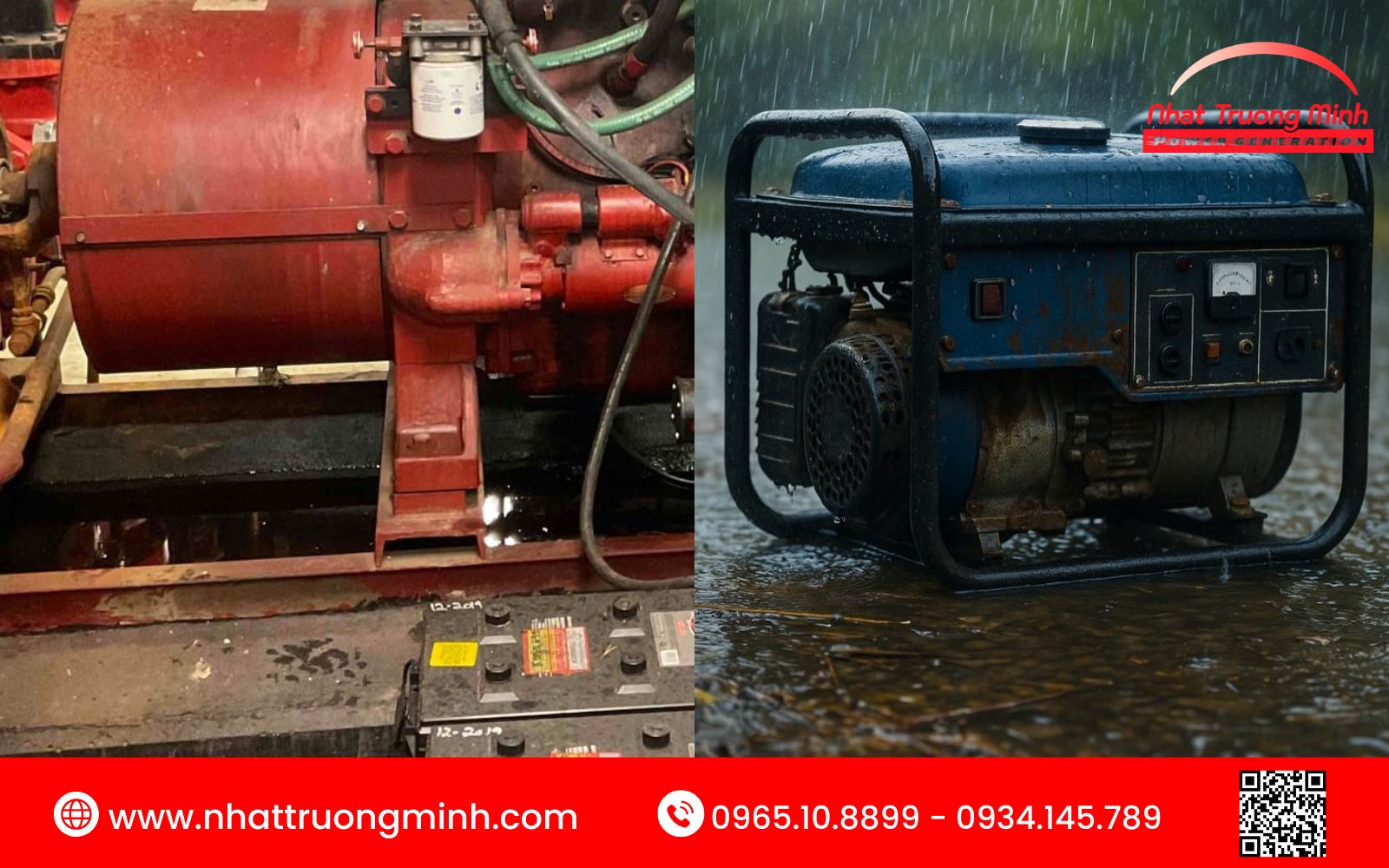 Máy phát điện bị nước vào do vị trí lắp đặt, linh kiện xuống cấp...
