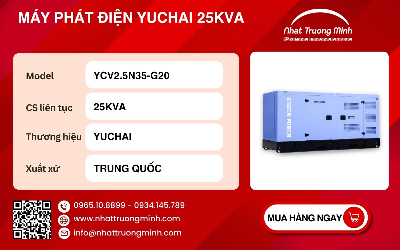 Yuchai - Thương hiệu máy phát điện Trung Quốc với công suất 25kVA