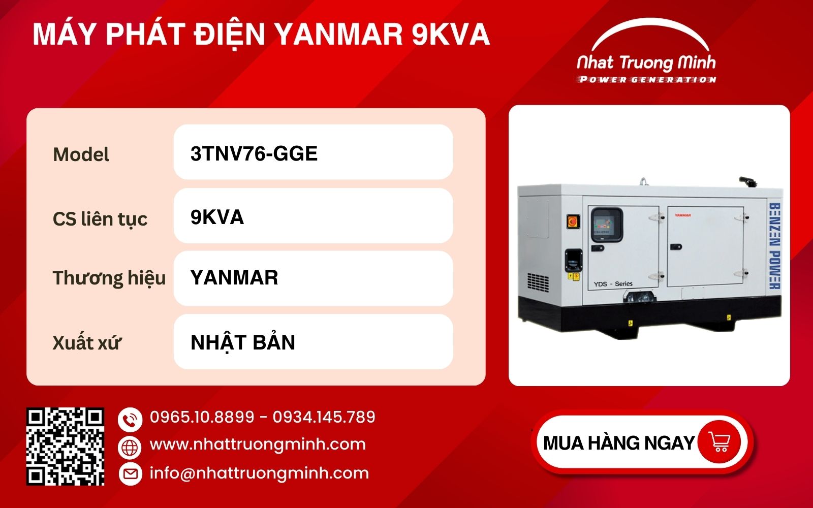 Máy phát điện Yanmar 9kVA nổi bật với xuất xứ Nhật Bản, cách âm tốt, thích hợp cho quán cafe