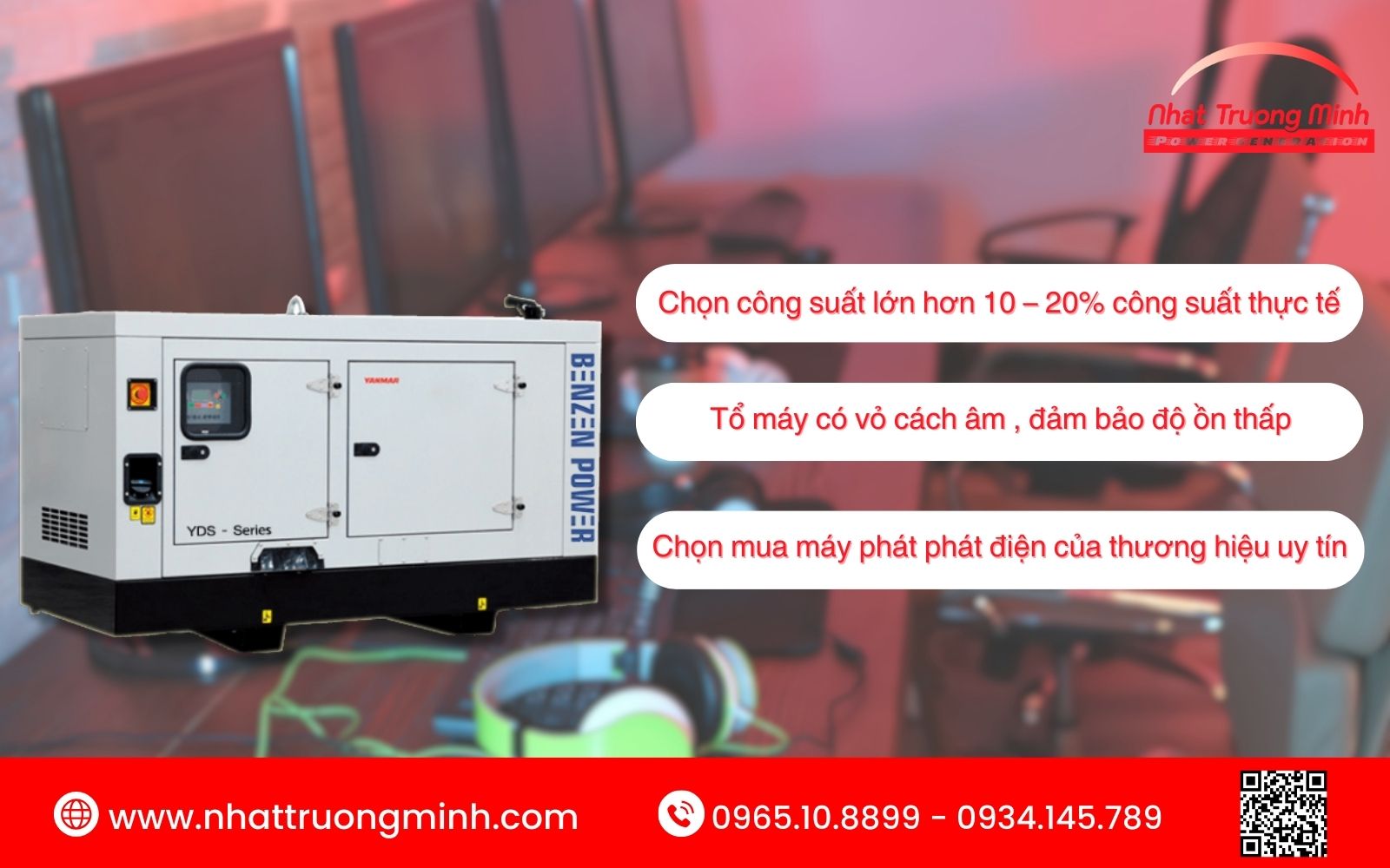Yêu cầu khi lựa chọn máy phát điện dự phòng quán net