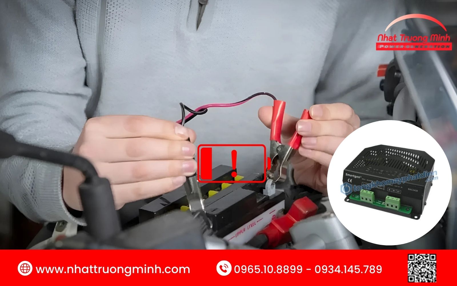 Máy phát điện báo lỗi trên màn hình khi điện áp không sạc được ắc quy