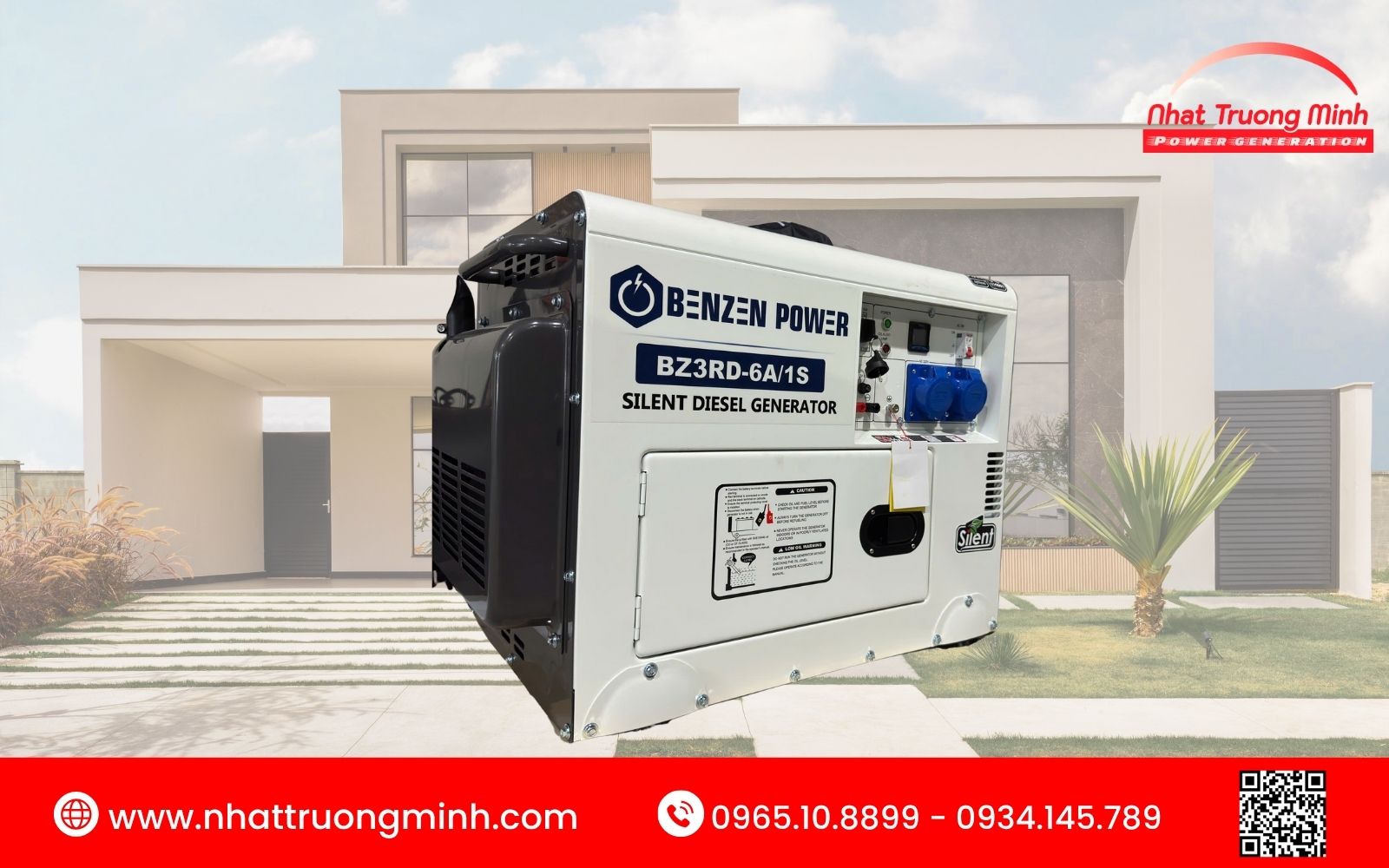 Máy phát điện dự phòng gia đình Benzen Power 7kW 1 pha dung tích 12.5 lít