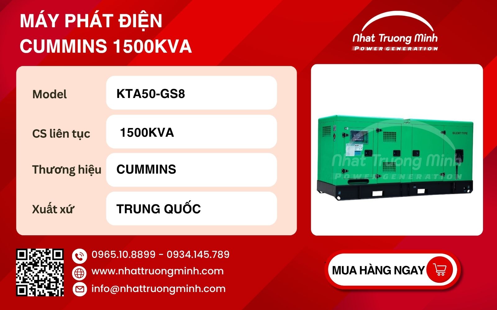 Thông tin Máy phát điện Cummins 1500kVA