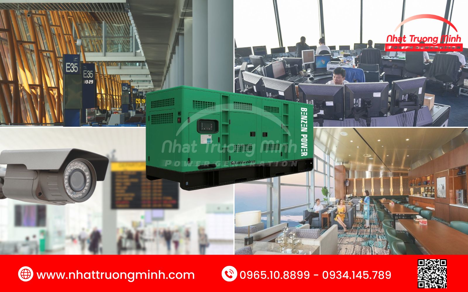 Máy phát điện dự phòng cho sân bay được sử dụng rỗng rãi đối với các khu vực chờ, phòng tiếp tân, cổng quét an ninh...