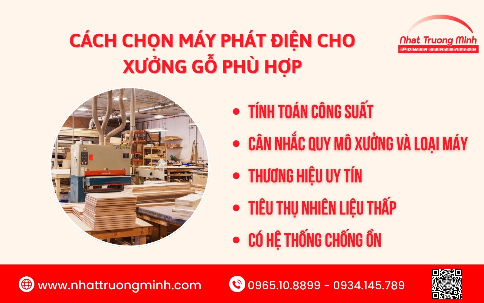 Hướng dẫn cách chọn máy phát điện cho xưởng gỗ
