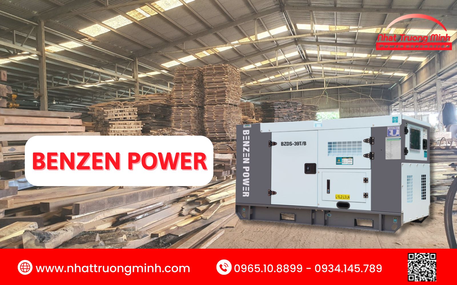 Máy phát điện xưởng gỗ Benzen Power