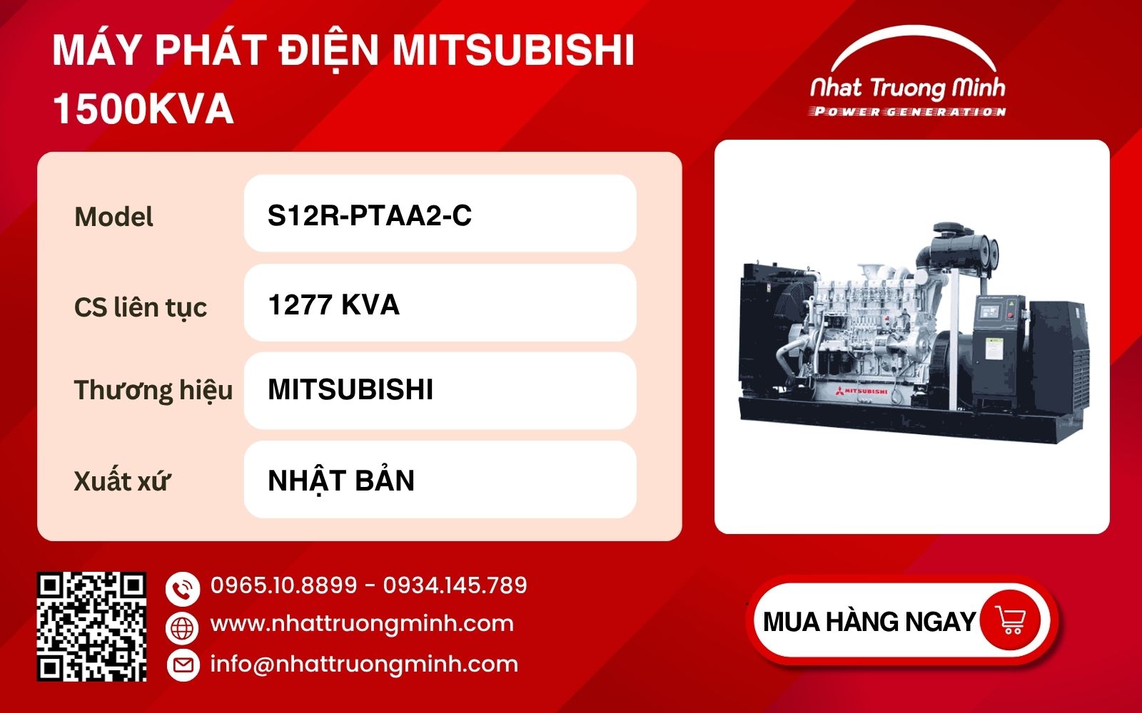 Thông số Máy phát điện 1500kVA Mitsubishi